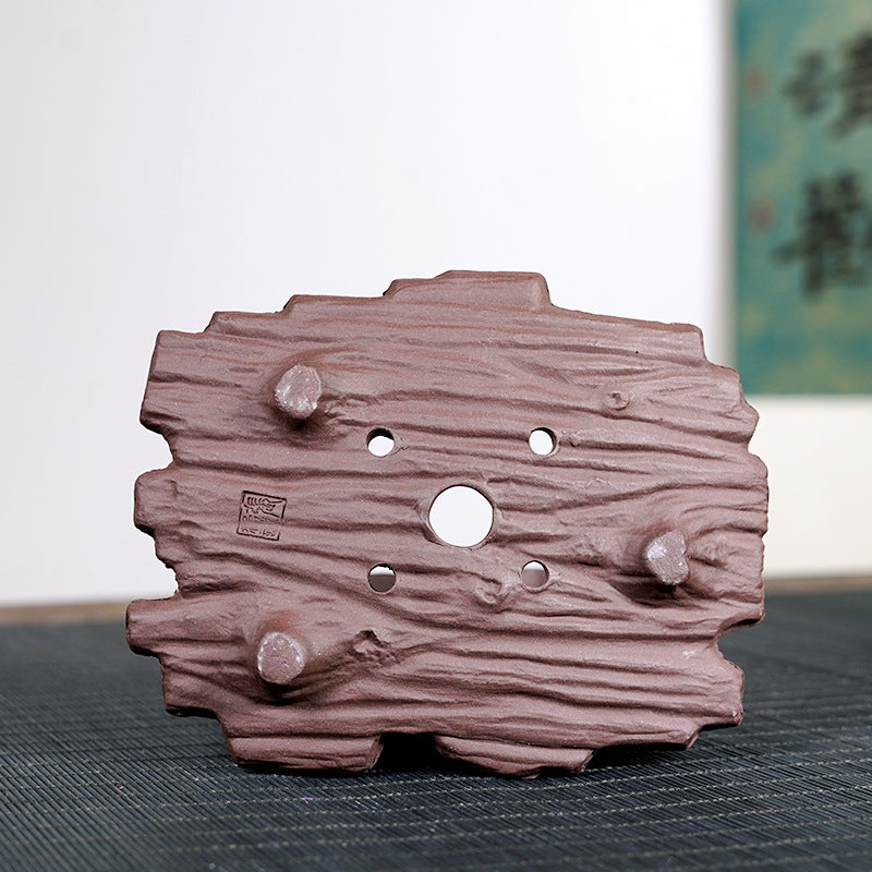 5.5" (14cm) Small Handmade Rustic Shallow Bonsai Slab Pot Bottom View