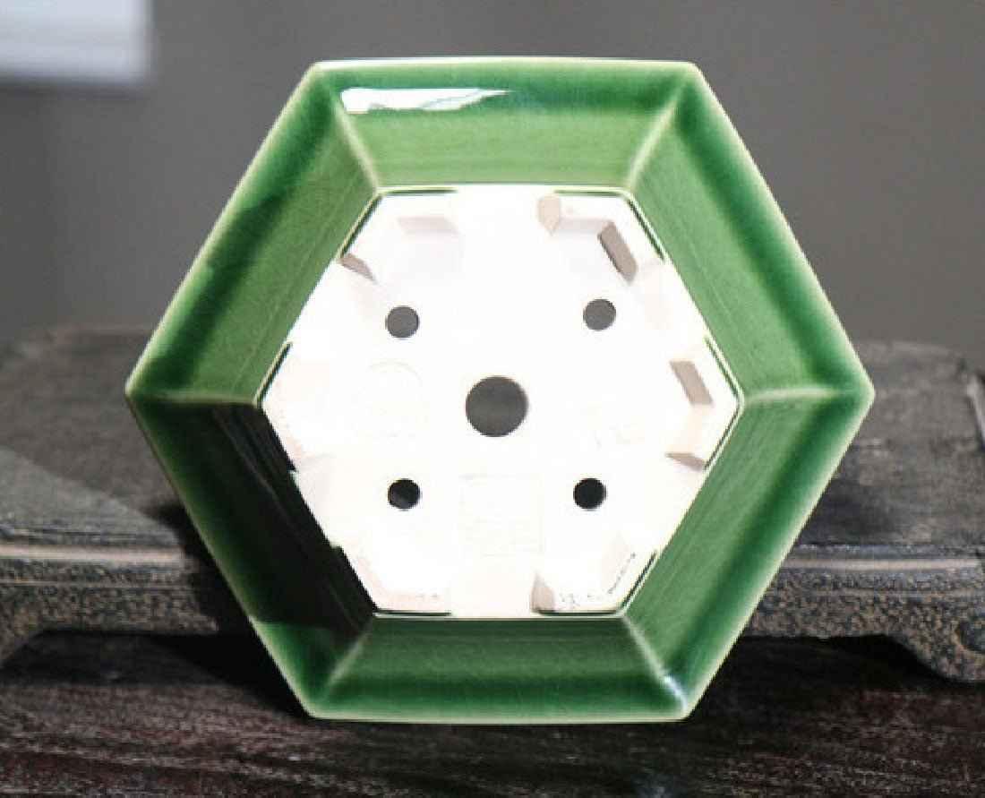 5.5" (14cm) Small Hexagonal Glazed Handmade Bonsai Pot