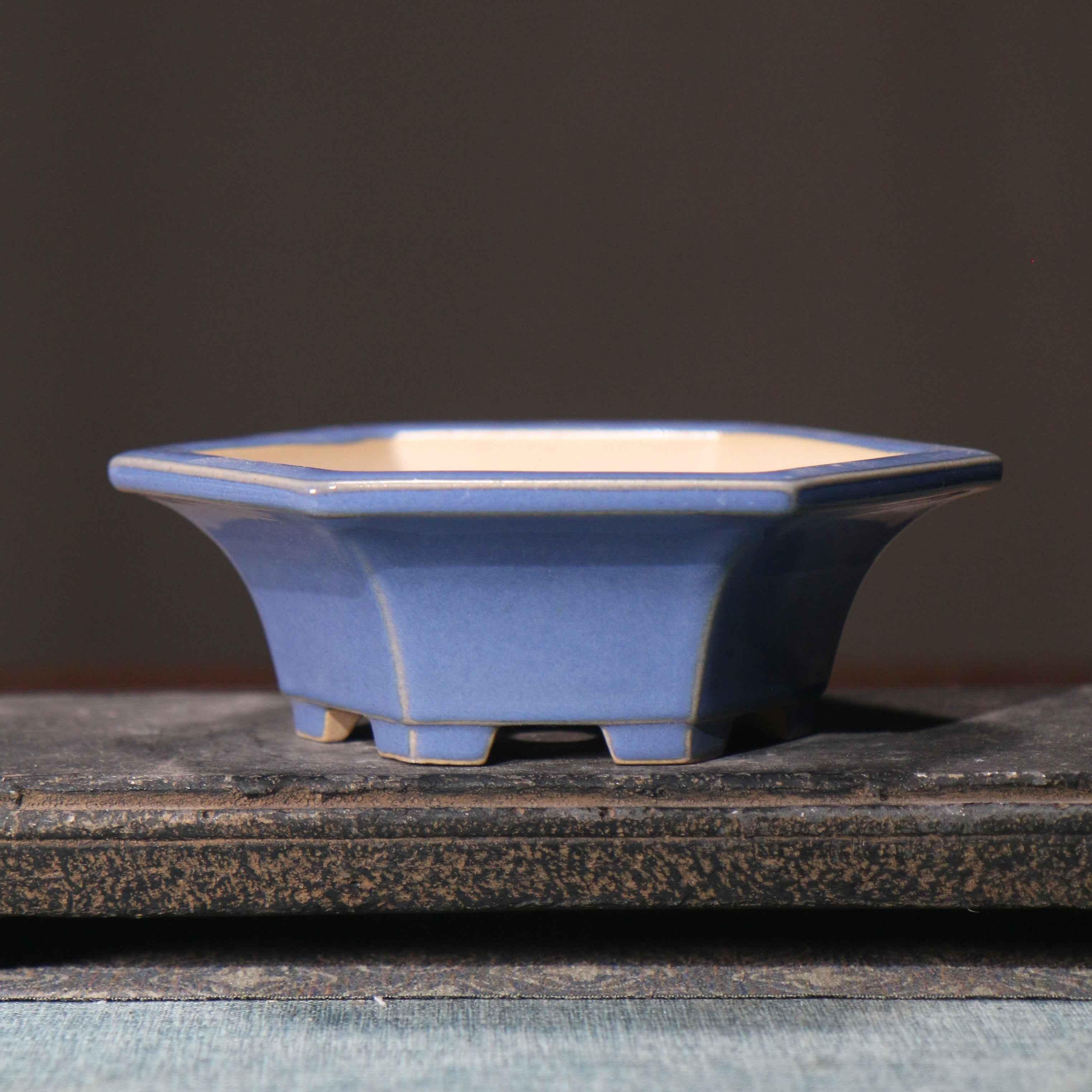 5.5" (14cm) Small Hexagonal Glazed Handmade Bonsai Pot
