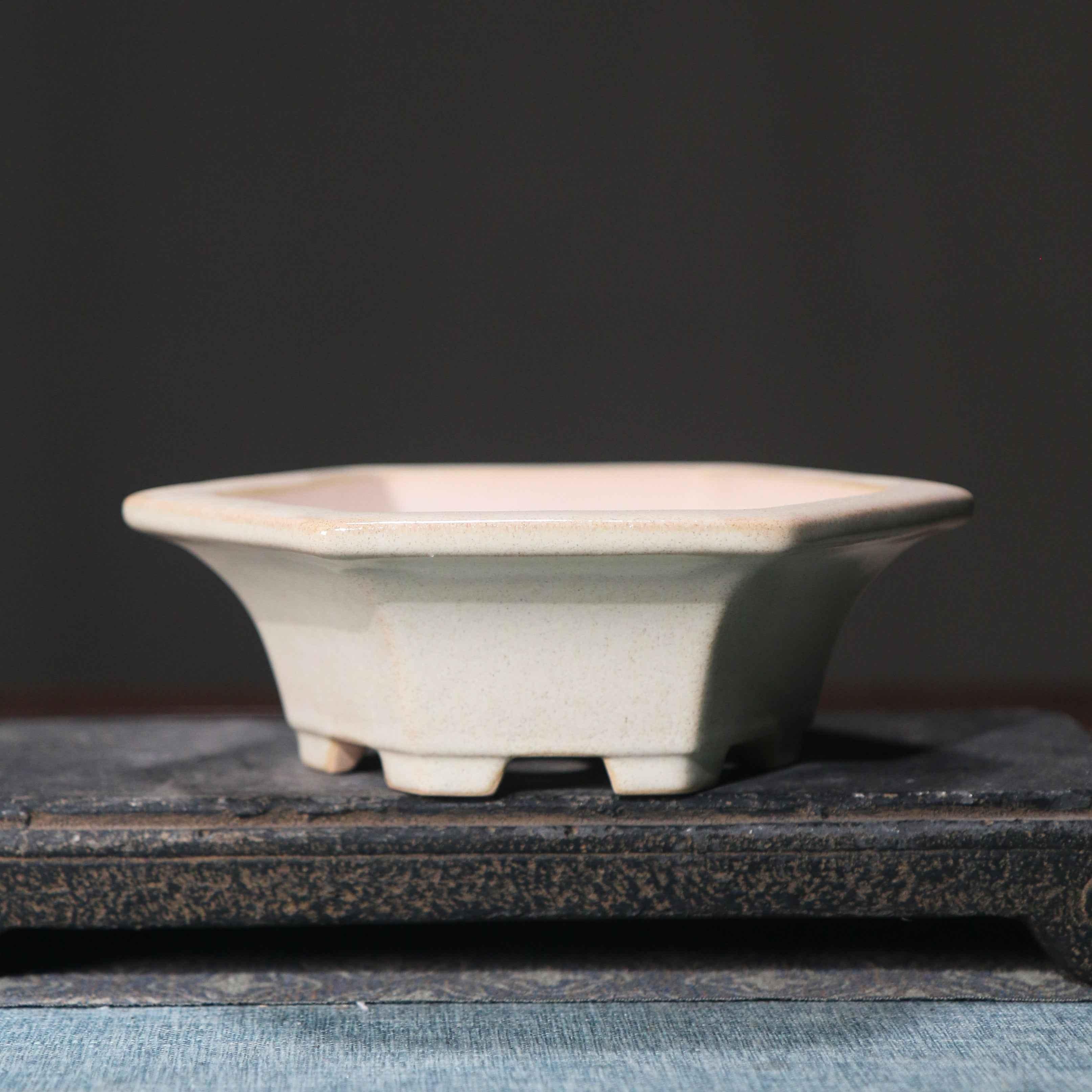 5.5" (14cm) Small Hexagonal Glazed Handmade Bonsai Pot