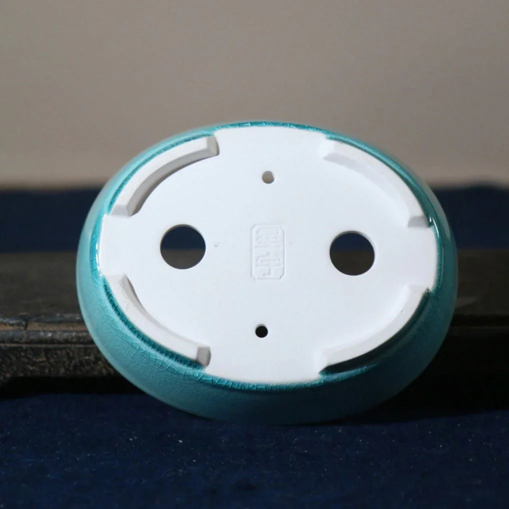 5.5" (14cm) Small Oval Cracked Glaze Classic Yixing Clay Bonsai Pots Bottom View