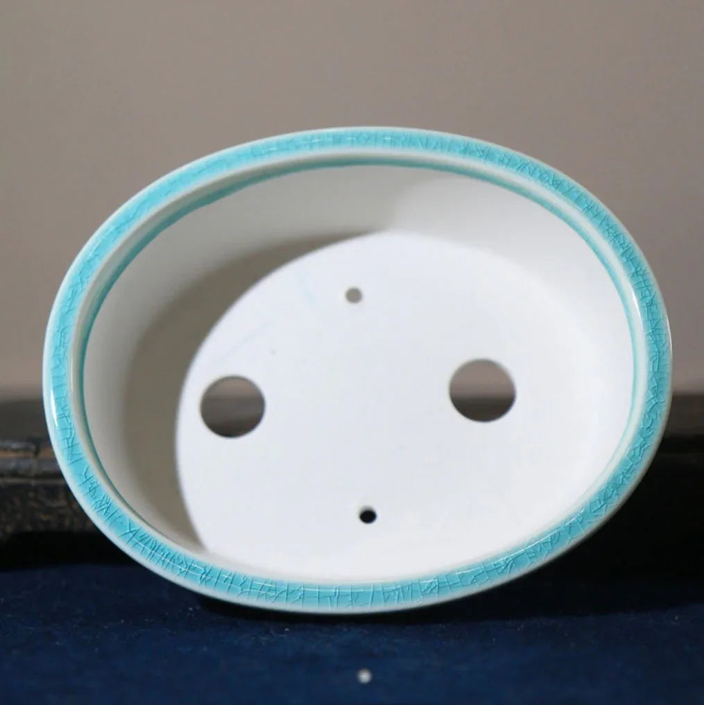 5.5" (14cm) Small Oval Cracked Glaze Classic Yixing Clay Bonsai Pots Inner View