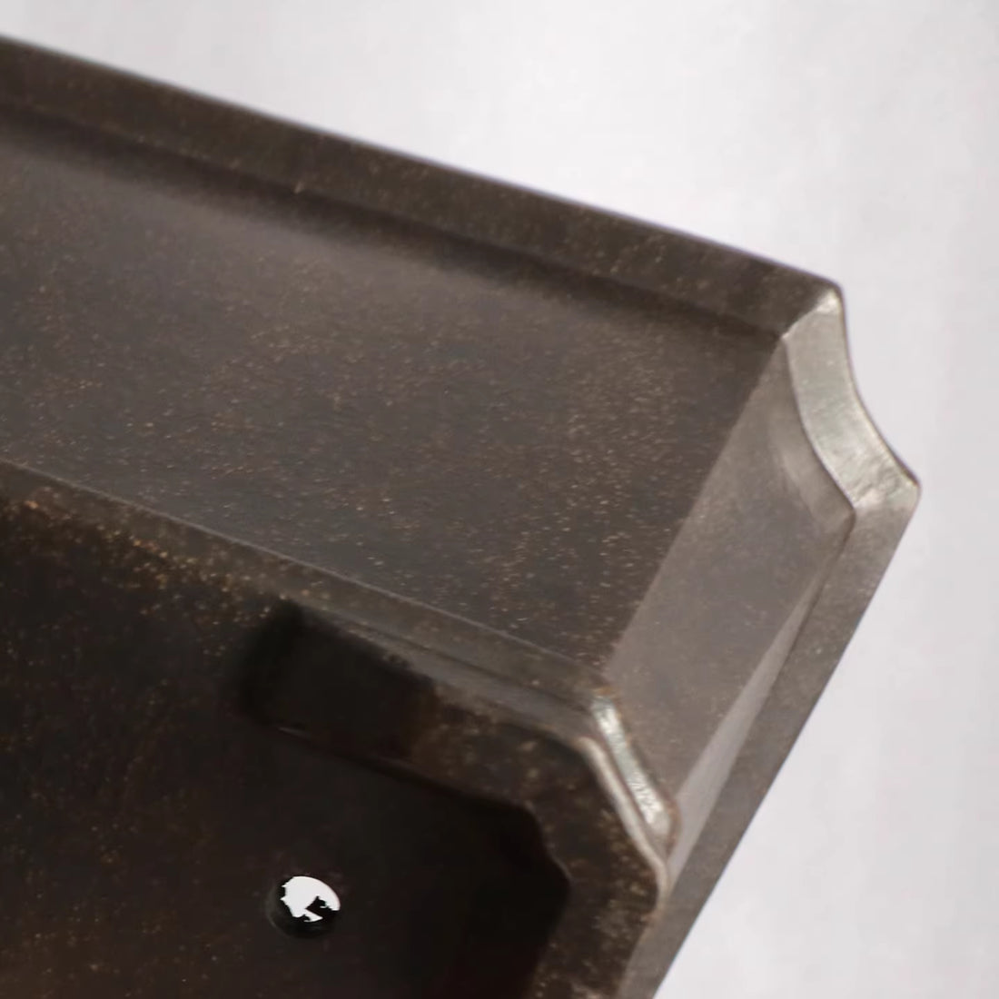 5.5 inch (19.8cm) Deep Square Corner-Cut Cascade/Semi Cascade Bonsai Pot Black Close Shot