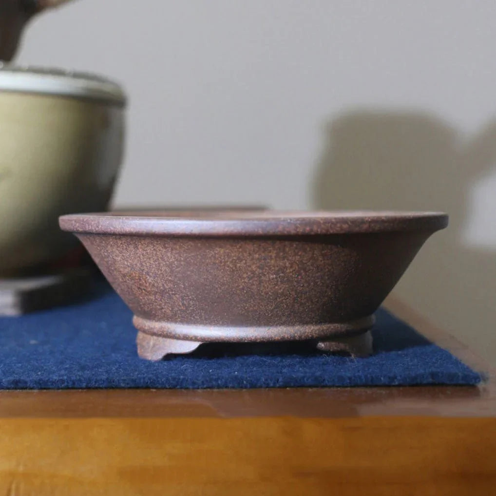 5.7" (14.5cm) Small Round Rustic Handmade Unglazed Bonsai Pot