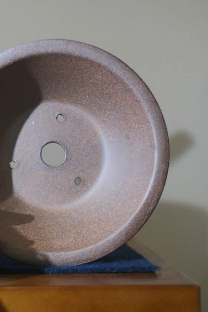 5.7" (14.5cm) Small Round Rustic Handmade Unglazed Bonsai Pot Inner View