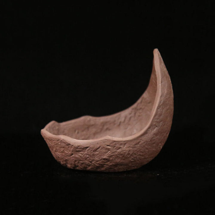 5.7" (14.5cm) Small Rustic Handmade Crescent Bonsai Pot