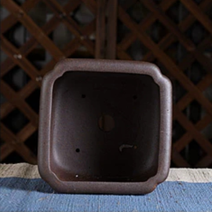 5.9 Inch (15cm) Small Square Unglazed Wood-Fired Bonsai Pot Inner View