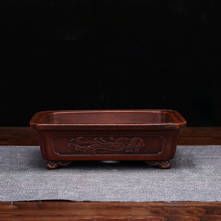 5.9 inch (15cm) Small Old Style Rectangular Yixing Ceramic Unglazed Bonsai Pot