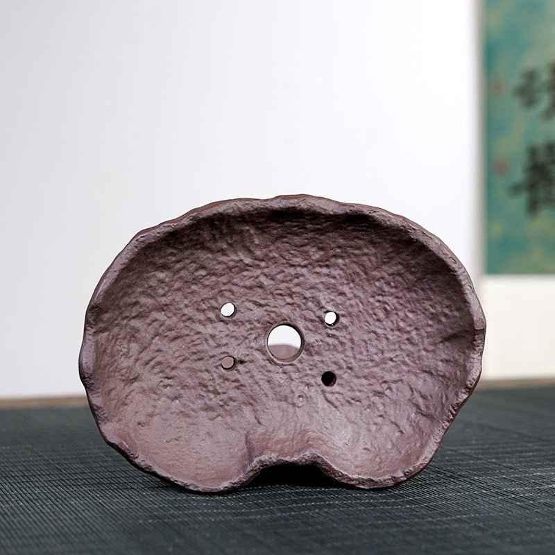 6.1" (15.5cm) Small Handmade Rustic Unglazed Shallow Bonsai Slab Pot