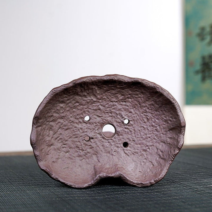 6.1" (15.5cm) Small Handmade Rustic Unglazed Shallow Bonsai Slab Pot Inner View