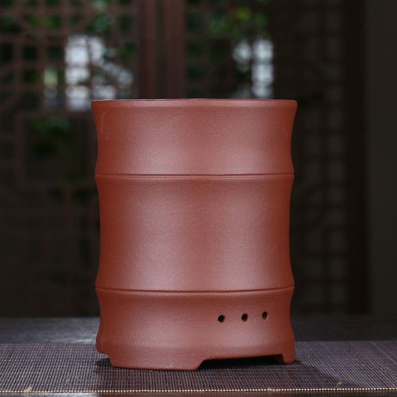 6.1 inch (15.5cm) Deep Round Bamboo-Joint Style Classic Cascade Bonsai Pots