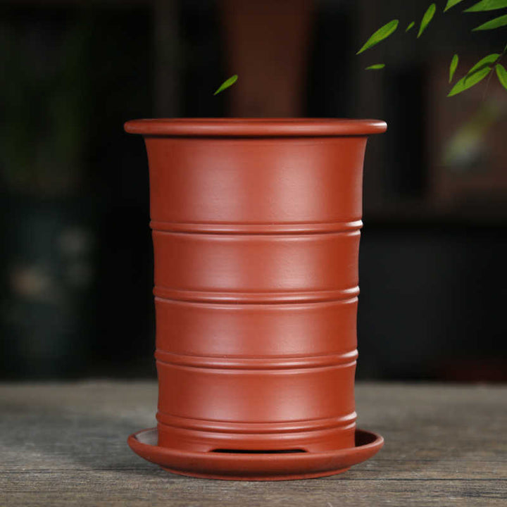 6.1 inch (15.5cm) Deep Round Bamboo Joint Style Premium Cascade Bonsai Pots Style 1