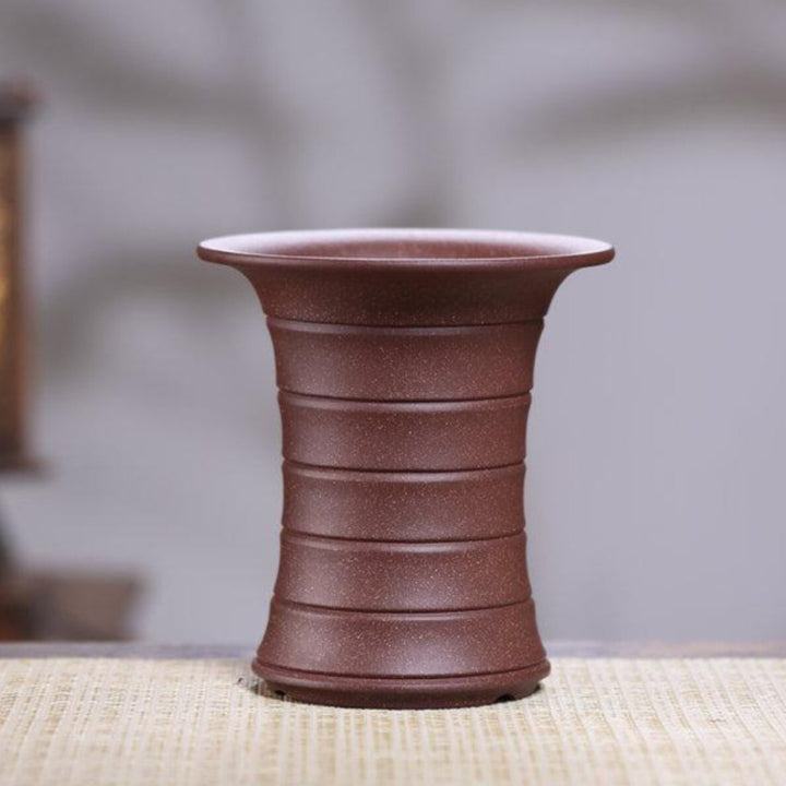 6.1 inch (15.5cm) Deep Round Flared Bamboo Joint Style Premium Cascade Bonsai Pot