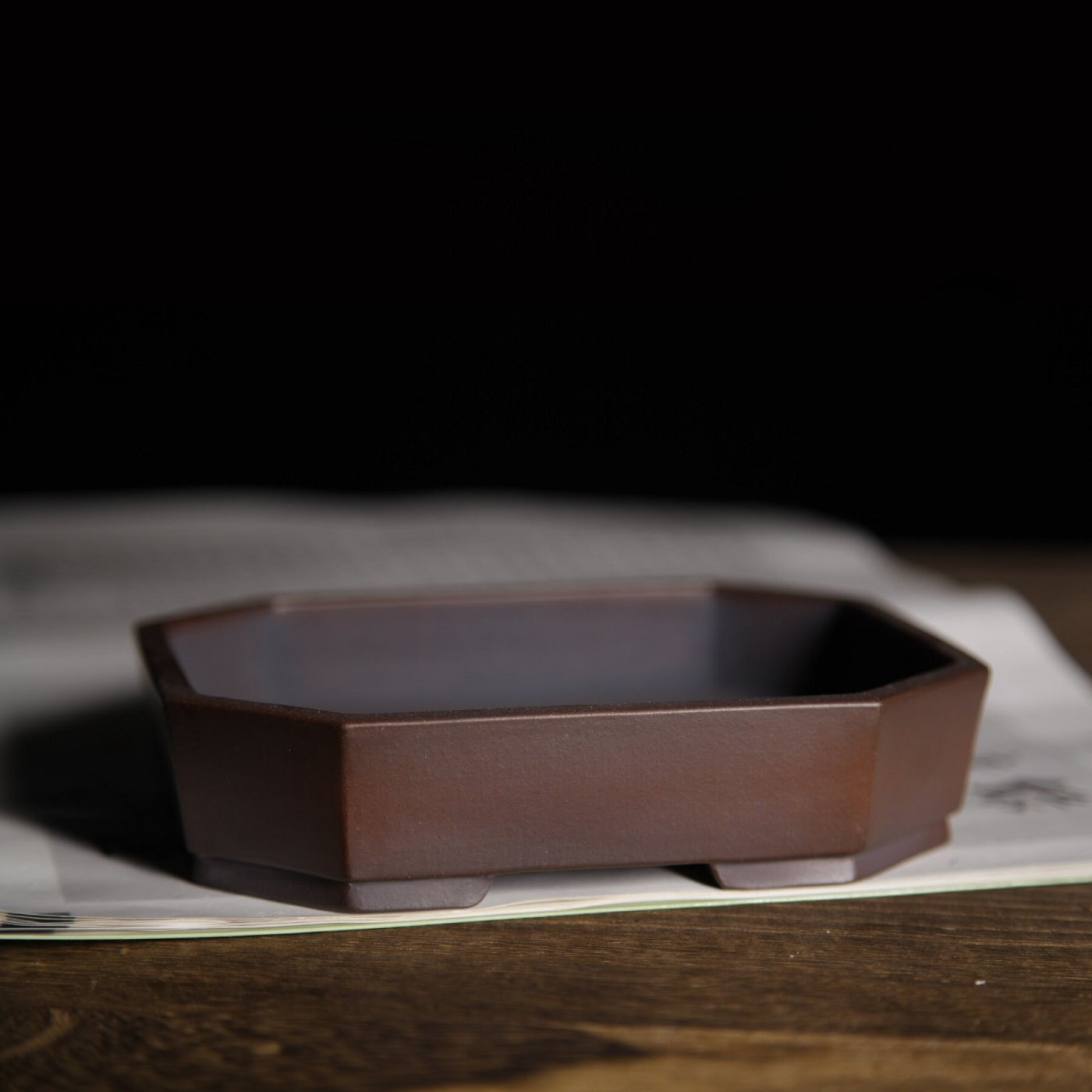 6.1 inch (15.5cm) Small Corner-Cut Rectangular Unglazed Premium Bonsai Pot