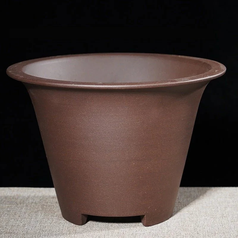 6.3" (16cm) Deep Flared Round Traditional Cascade Bonsai Pots Brown Color