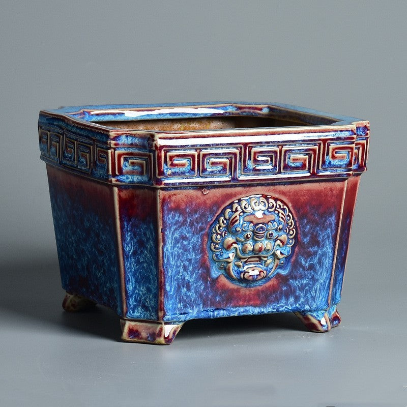 6.3" (16cm) Small Square Glazed Decorative Deep Bonsai Pot