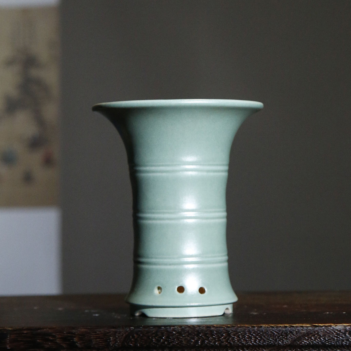 6.3" Deep Mint Green Ceramic Cascade Bonsai Pot Matte Finish