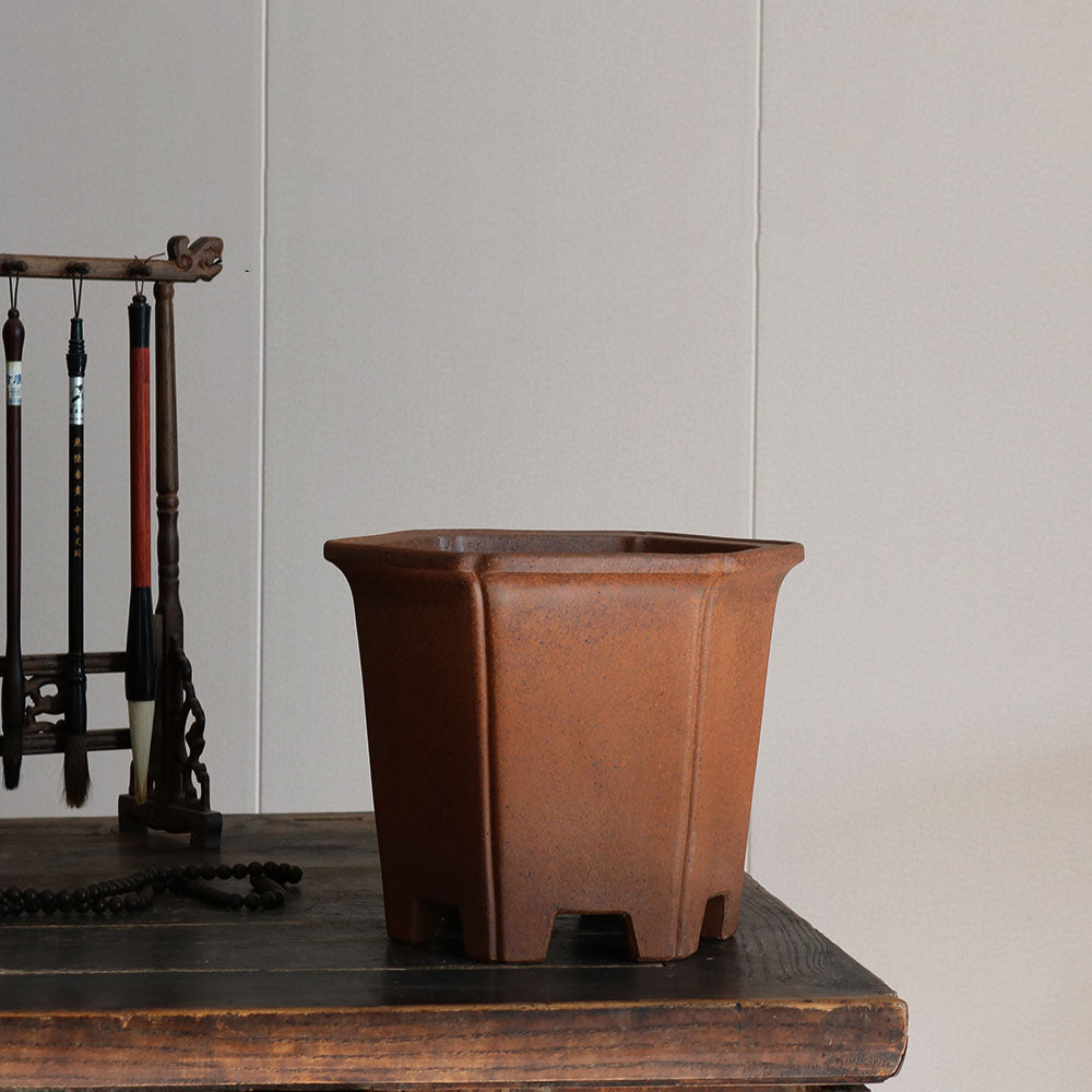 6.3 inch (16cm) Deep Hexagonal Speckled Finish Premium Semi Cascade Bonsai Pot