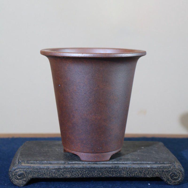 6.5 inch (16.5cm) Deep Flared Round Speckled Finish Unglazed Cascade Bonsai Pot