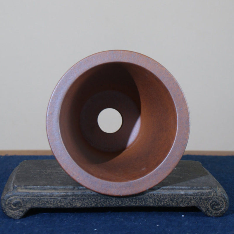 6.5 inch (16.5cm) Deep Flared Round Speckled Finish Unglazed Cascade Bonsai Pot Inner View