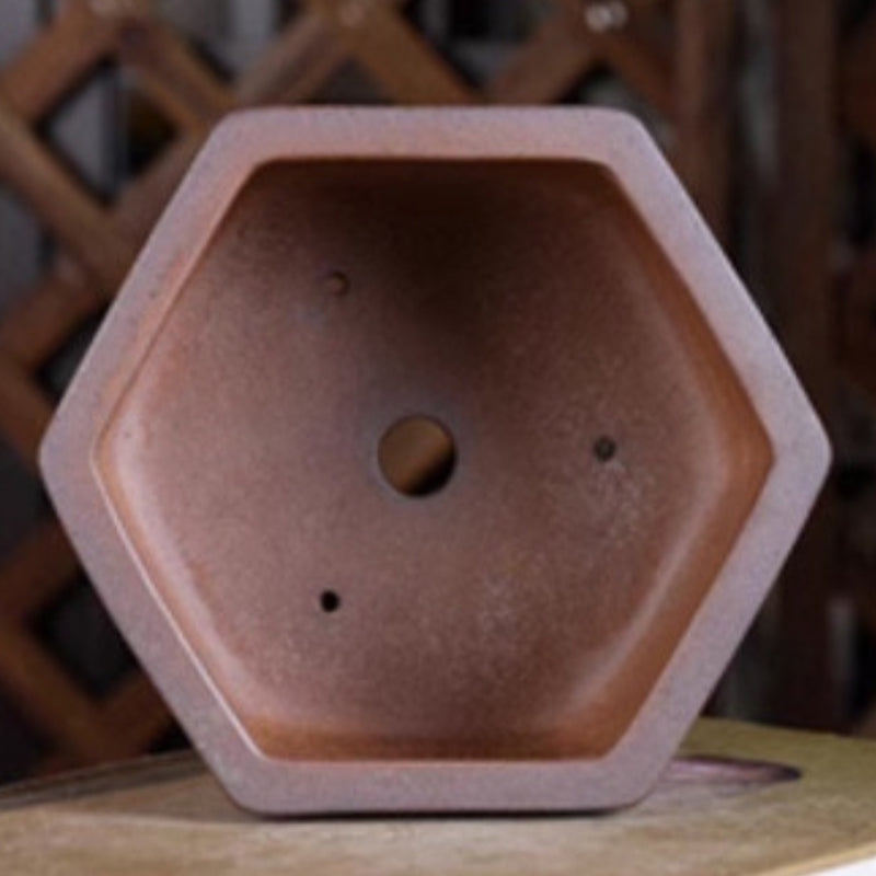 6.6 Inch (17cm) Small Hexagonal Unglazed Bonsai Pot Inner View