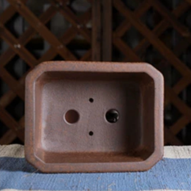 6.6 Inch (17cm) Small Rectangular Wood-Fired Unglazed Bonsai Pot Inner View