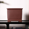 6.8 inch (17.5cm) Deep Square Premium Semi Cascade Bonsai Pots Reddish Brown Color