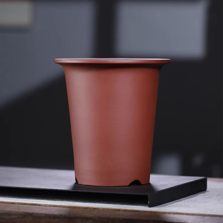 6.8 inch (17.5cm) Deep Unglazed Premium Round Cascade Bonsai Pots Brown Color