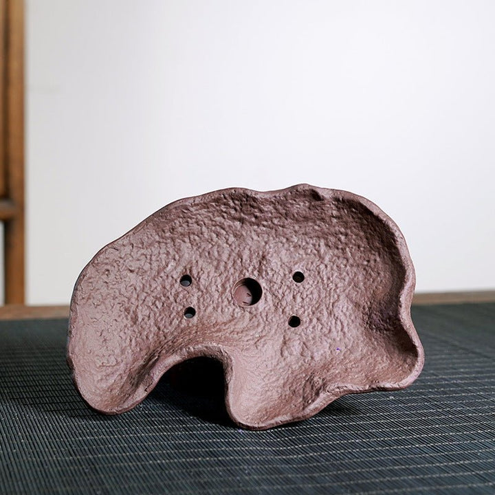 6.8" (17.5cm) Small Handmade Abstract Shallow Bonsai Slab Pot Inner View