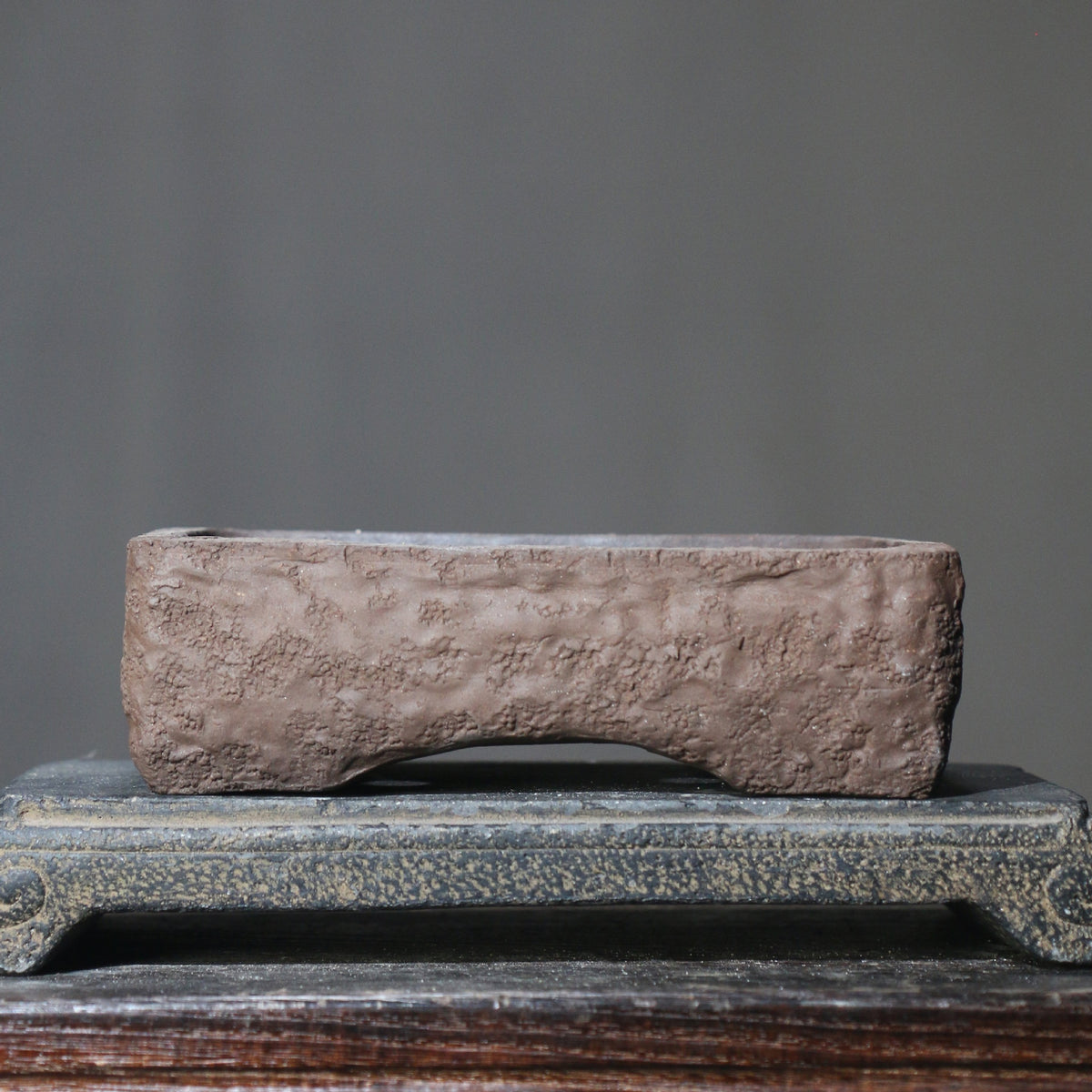 6.8" Small Handcrafted Rustic Yixing Clay Bonsai Pot Rectangular