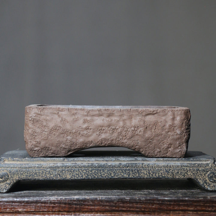 6.8" Small Handcrafted Rustic Yixing Clay Bonsai Pot Rectangular