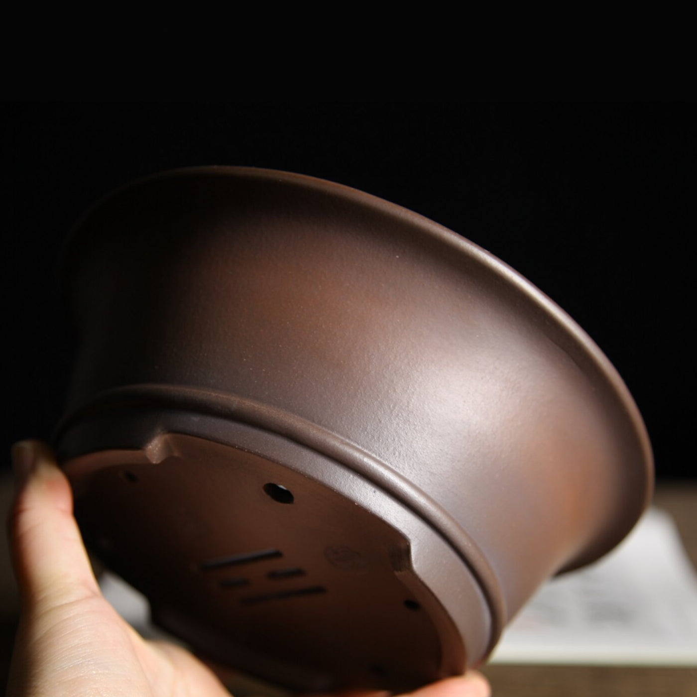 6.8 inch (17.3cm) Flared Round Gradient Finish Unglazed Deep Bonsai Pot