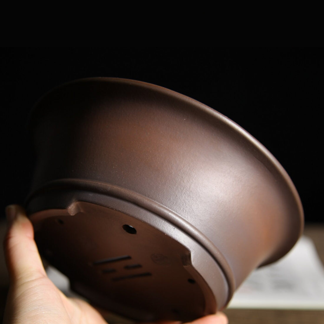 6.8 inch (17.3cm) Flared Round Gradient Finish Unglazed Deep Bonsai Pot