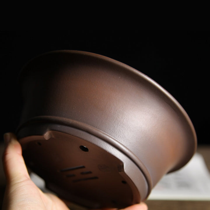 6.8 inch (17.3cm) Flared Round Gradient Finish Unglazed Deep Bonsai Pot