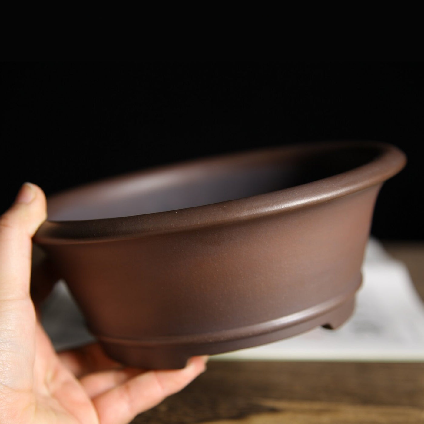 6.8 inch (17.3cm) Flared Round Gradient Finish Unglazed Deep Bonsai Pot