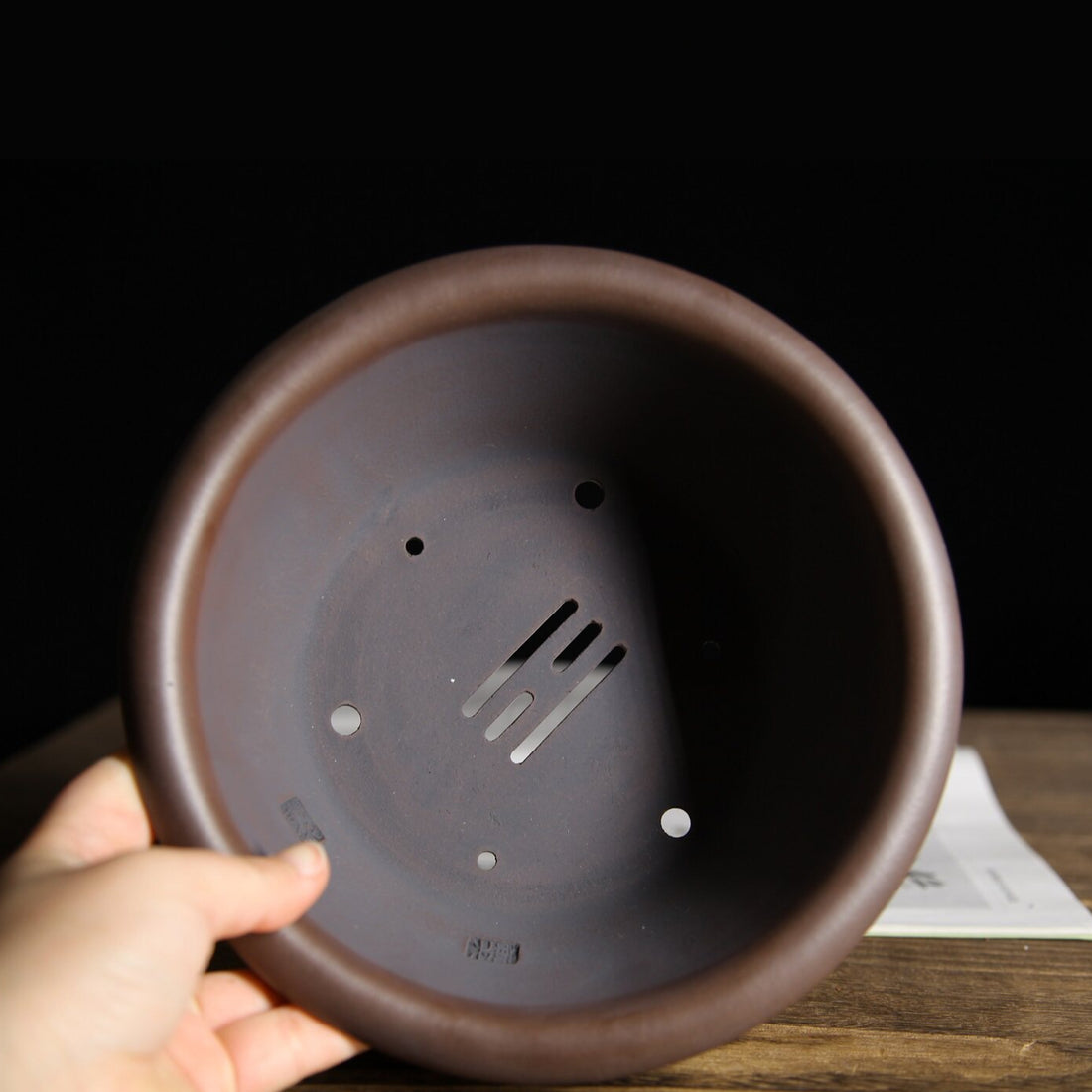6.8 inch (17.3cm) Flared Round Gradient Finish Unglazed Deep Bonsai Pot Inner View
