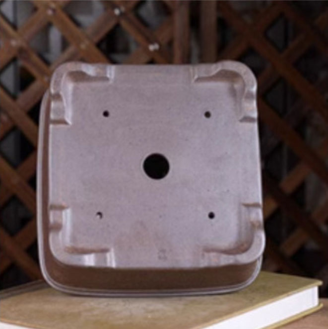 6.8 inch (17.5cm) Medium-Sized Square Firewood Burning Yixing Clay Traditional Bonsai Pot Bottom View
