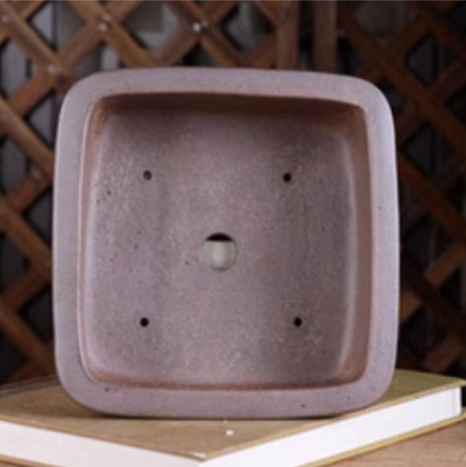 6.8 inch (17.5cm) Medium-Sized Square Firewood Burning Yixing Clay Traditional Bonsai Pot Inner View