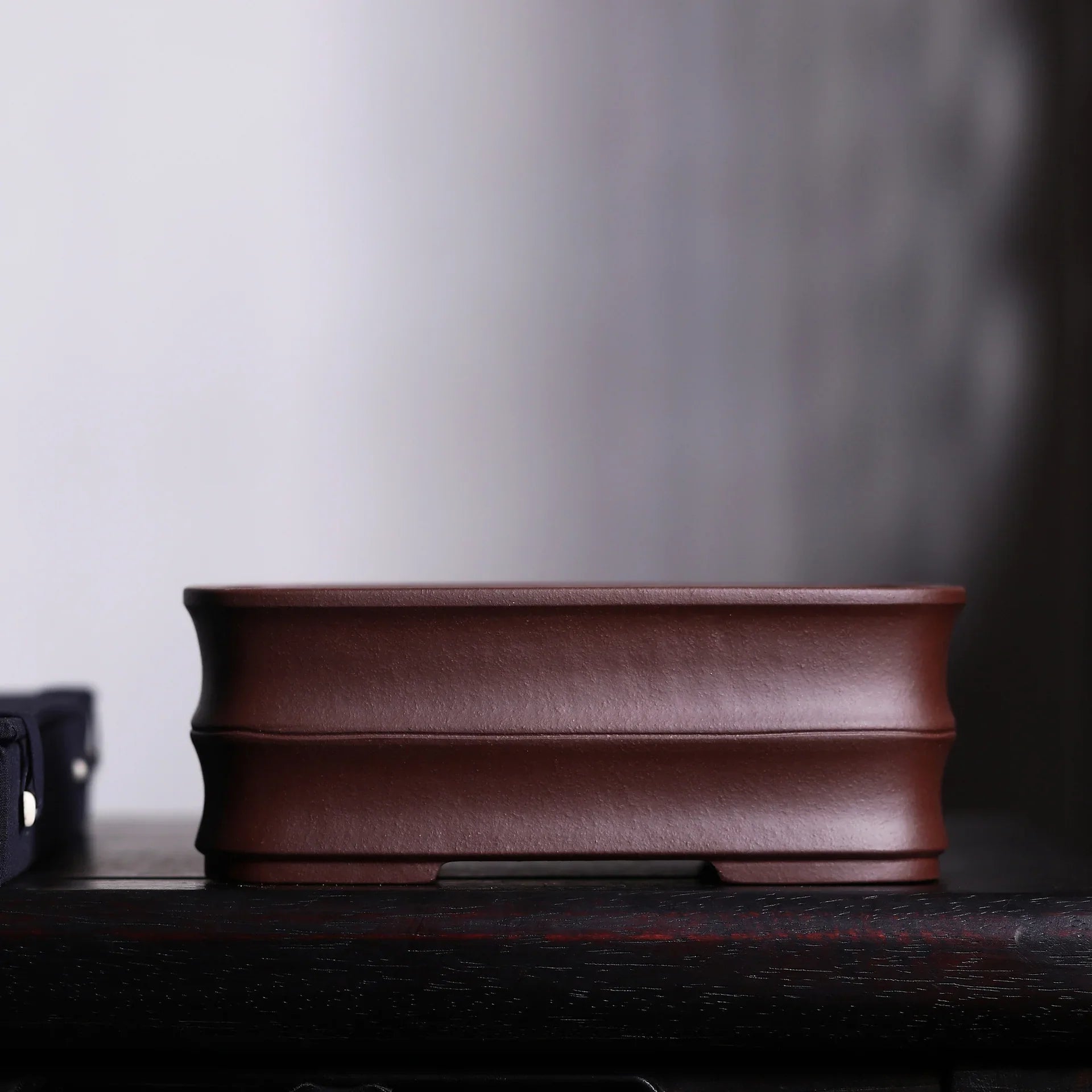 6.8 inch (17cm) Premium Rectangle Bonsai Pot w Bamboo-Joint Accented Walls