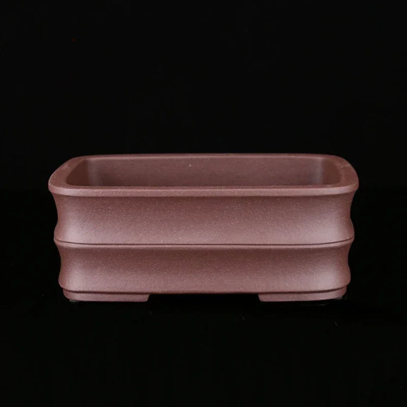 6.8 inch (17cm) Premium Rectangle Bonsai Pot w Bamboo-Joint Accented Walls Image 2