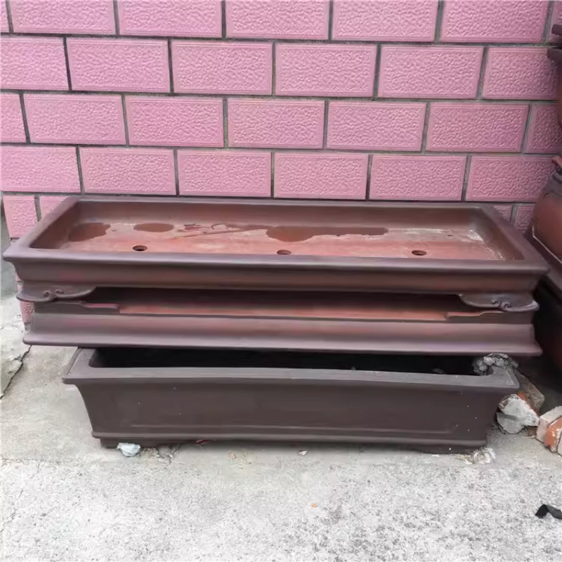 66.9 inch (170cm) Extra Large Long Shallow Unglazed Forest Bonsai Pot w Raised Feet