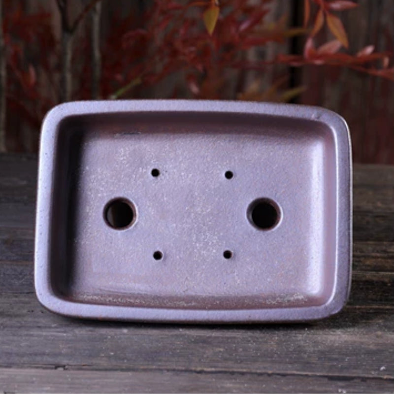 7.2 Inch (18.5cm) Medium Rectangular Unglazed Bonsai Pot Inner View