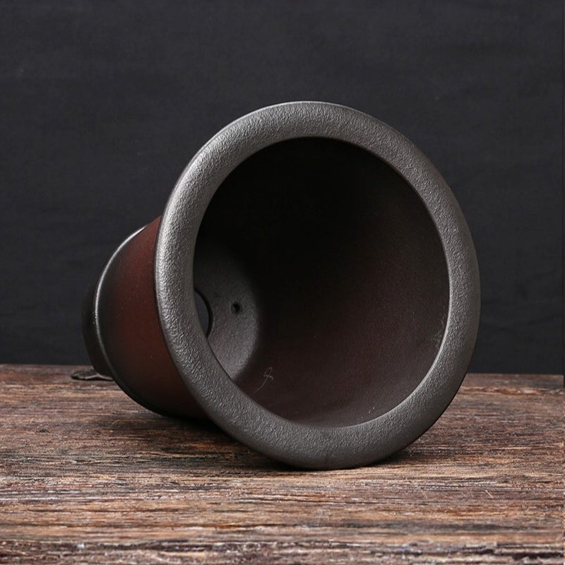 7.2 inch (18.5cm) Deep Round Dual-Tone Old-Style Cascade Bonsai Pot Unglazed Inner View