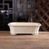 7.2 inch (18.5cm) Scalloped Corner Rectangular Glazed Traditional Bonsai Pots White Color