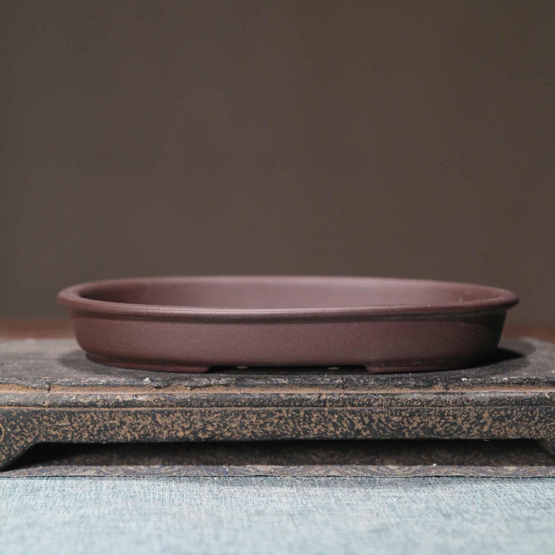 7.3" (18.6cm) Traditional Unglazed Oval Shallow Bonsai Pot