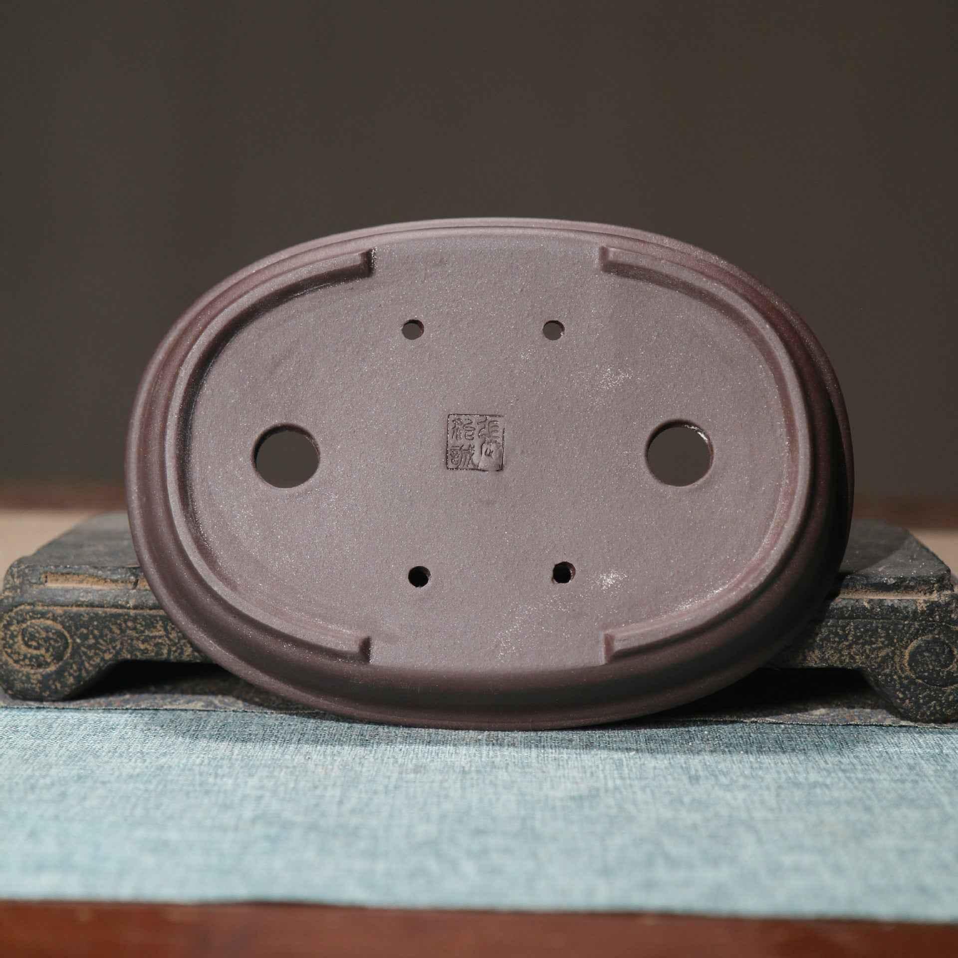 7.3" (18.6cm) Traditional Unglazed Oval Shallow Bonsai Pot