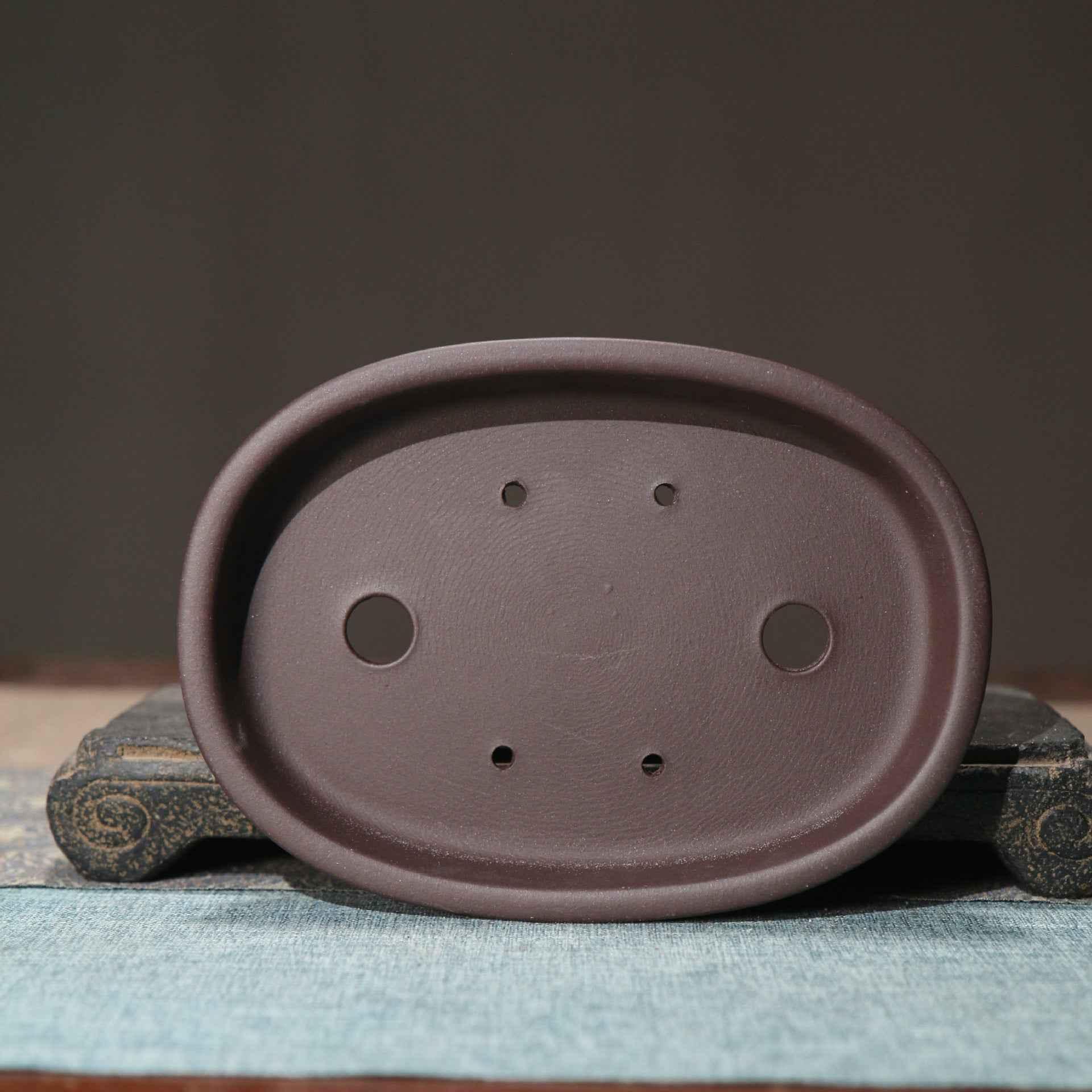 7.3" (18.6cm) Traditional Unglazed Oval Shallow Bonsai Pot