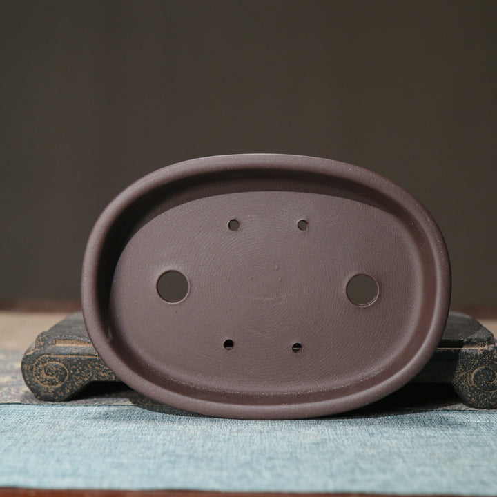 7.3" (18.6cm) Traditional Unglazed Oval Shallow Bonsai Pot Inner View