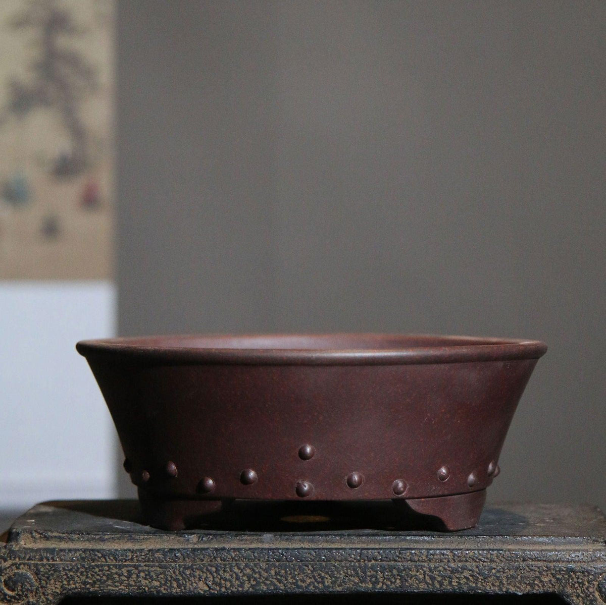 7.4" Round Traditional Studded Bonsai Pots - Potscape