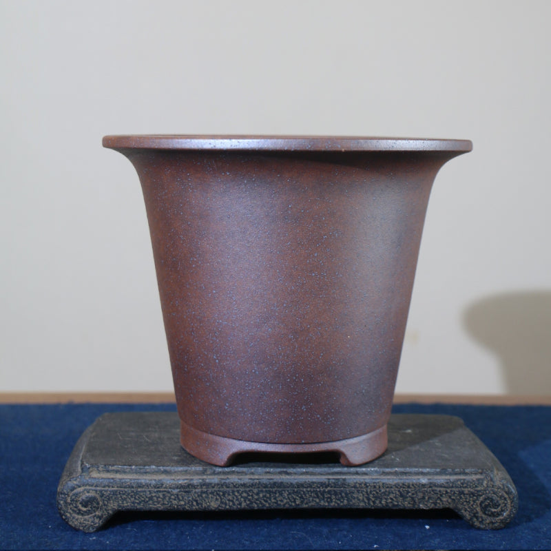 7.4 inch (19cm) Deep Flared Round Speckled Finish Unglazed Cascade Bonsai Pot